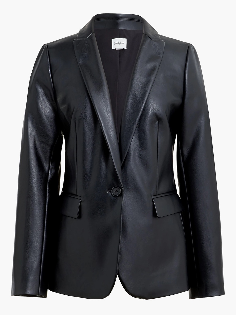 J. Crew Black Faux Leather Blazer - Single-Button Tailored Jacket